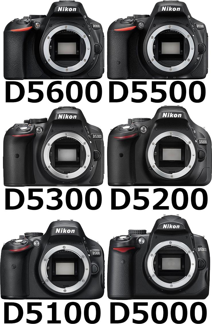 D5000シリーズ(D5600、D5500、D5300、D5200、D5100、D5000)の違い 
