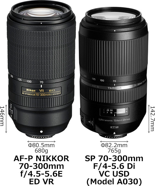 ニコン「AF-P 70-300mm f4.5-5.6E」とタムロン「SP 70-300mm F4-5.6(Model A030)」の違い - フォトスク