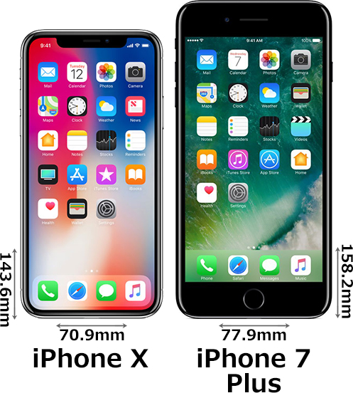 「iPhone X」と「iPhone 7 Plus」 1