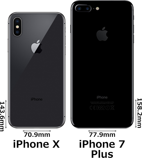 「iPhone X」と「iPhone 7 Plus」 2