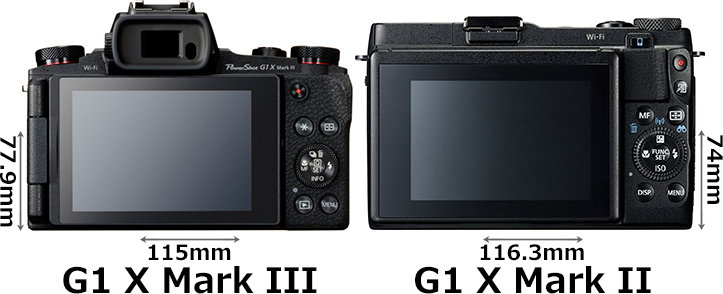 「PowerShot G1 X Mark III」と「PowerShot G1 X Mark II」 2