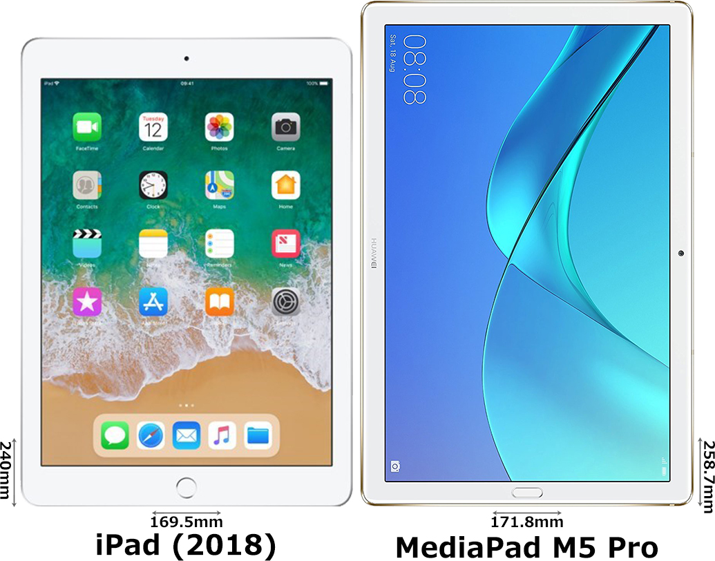Ipad 18 と Mediapad M5 Pro の違い フォトスク