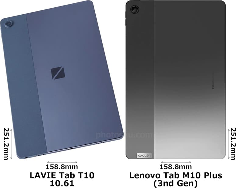 「LAVIE Tab T10 10.61型」と「Lenovo Tab M10 Plus (3nd Gen)」 2