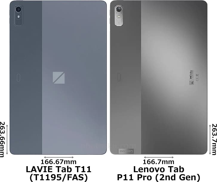 「LAVIE Tab T11」と「Lenovo Tab P11 Pro (2nd Gen)」 2