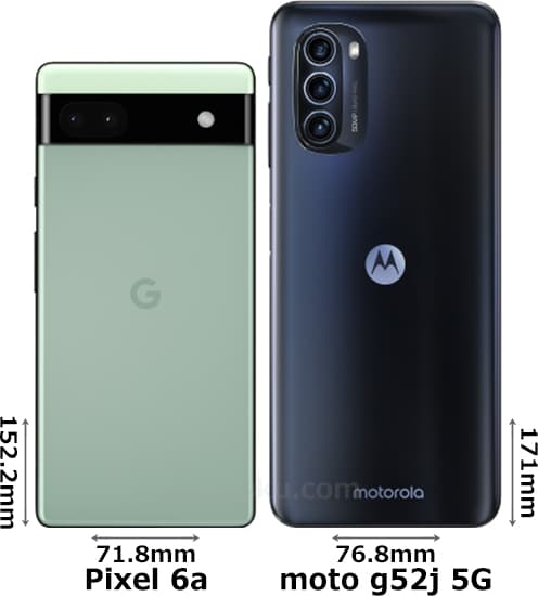 「Google Pixel 6a」と「moto g52j 5G」 2