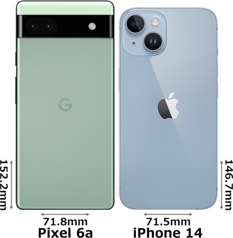 「Google Pixel 6a」と「iPhone 14」 2