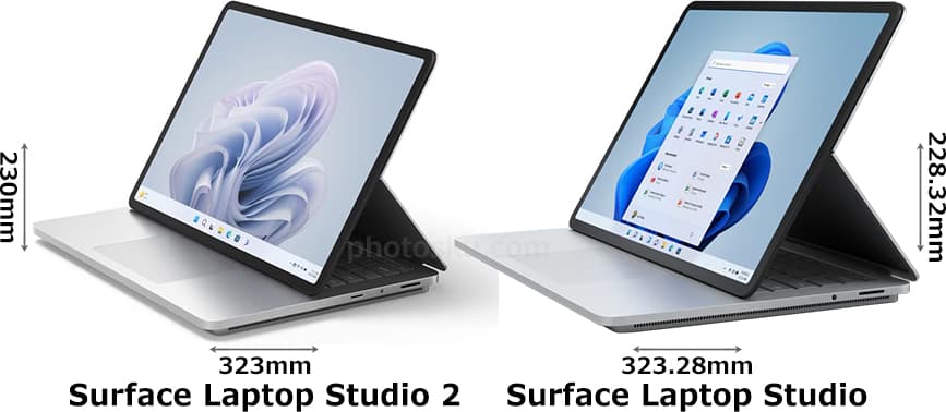 「Surface Laptop Studio 2」と「Surface Laptop Studio」 2
