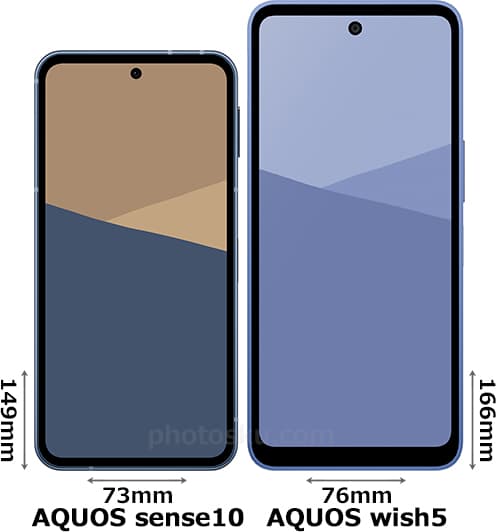 「AQUOS sense10」と「AQUOS wish5」の正面比較