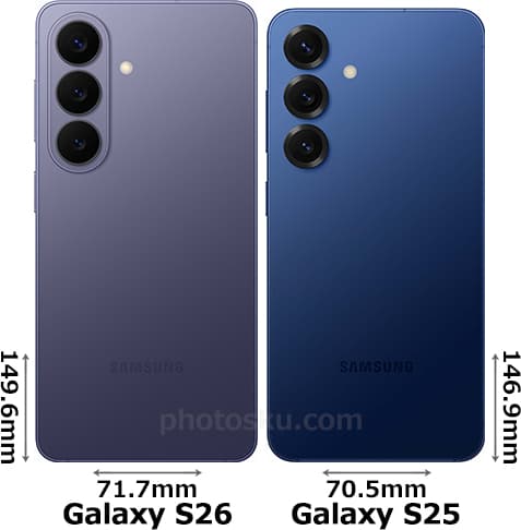 「Galaxy S26」と「Galaxy S25」の背面比較