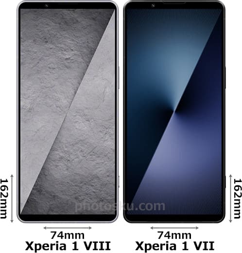 「Xperia 1 VIII」と「Xperia 1 VII」の正面比較