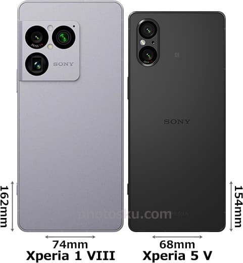 「Xperia 1 VIII」と「Xperia 5 V」の背面比較