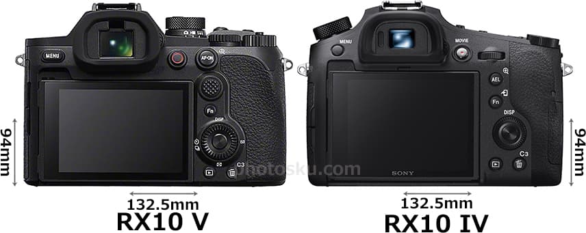「RX10 V」と「RX10 IV」の背面比較