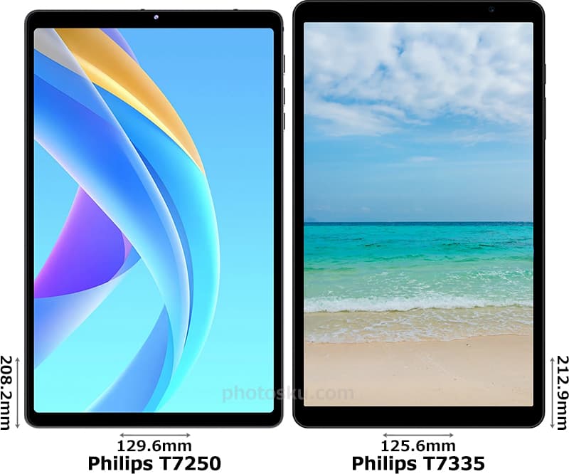 「Philips T7250」と「Philips T7335」の正面比較