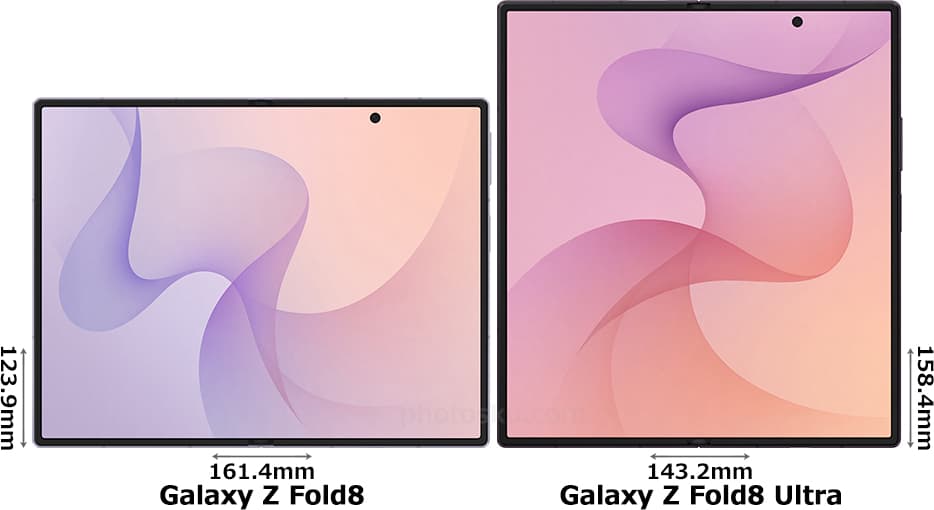 「Galaxy Z Fold8」と「Galaxy Z Fold8 Ultra」の正面比較