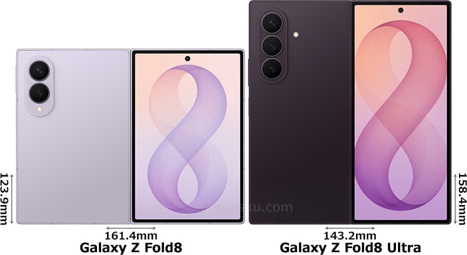「Galaxy Z Fold8」と「Galaxy Z Fold8 Ultra」の背面比較