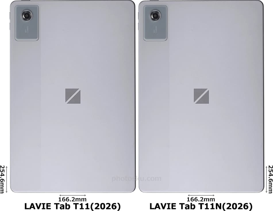 「LAVIE Tab T11(2026)」と「LAVIE Tab T11N(2026)」の背面比較