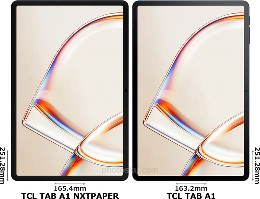 「TCL TAB A1 NXTPAPER」と「TCL TAB A1」の正面比較