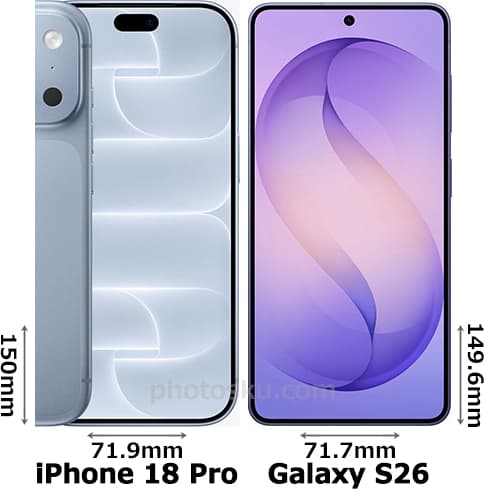 「iPhone 18 Pro」と「Galaxy S26」の正面比較