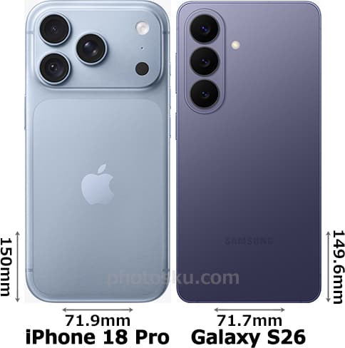 「iPhone 18 Pro」と「Galaxy S26」の背面比較