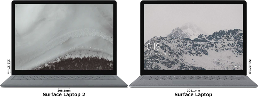 Surface Laptop 2」と「Surface Laptop」の違い - フォトスク