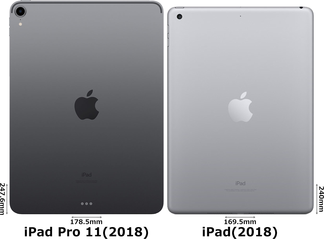 iPad Pro 11インチ (2018)」と「iPad (2018)」の違い - フォトスク