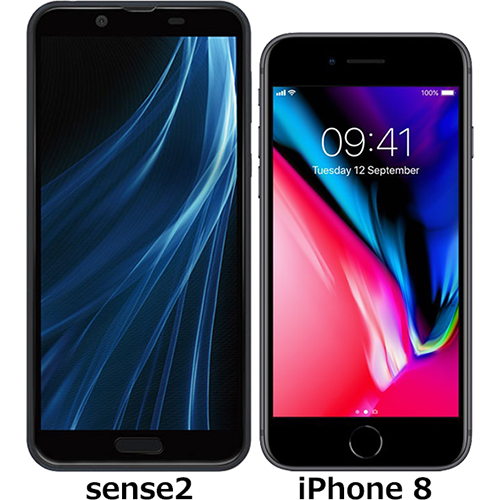 AQUOS sense2」と「iPhone 8」の違い - フォトスク