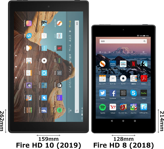 Fire HD 10 (2019)」と「Fire HD 8 (2018)」の違い - フォトスク