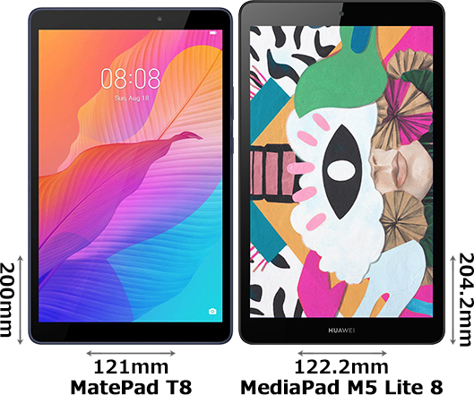 MatePad T8」と「MediaPad M5 Lite 8インチ」の違い - フォトスク