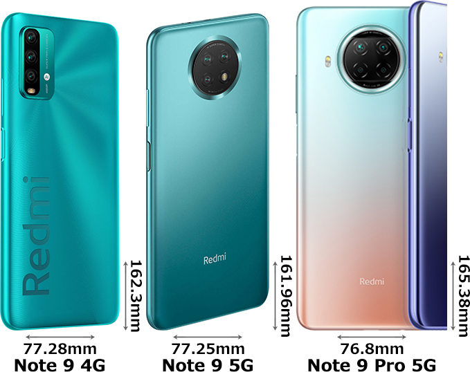 「Redmi Note 9 4G」と「Redmi Note 9 5G」と「Redmi Note 9 Pro 5G」の違い - フォトスク