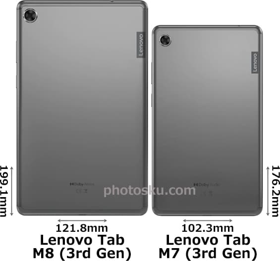「Lenovo Tab M8 (3rd Gen)」と「Lenovo Tab M7 (3rd Gen)」 2
