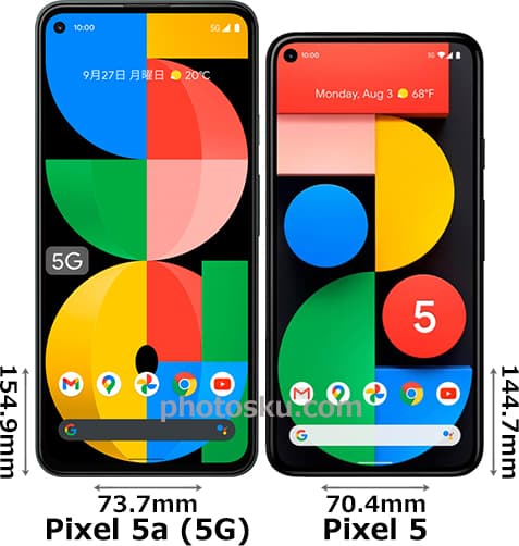Pixel 5a (5G)」と「Pixel 5」の違い - フォトスク