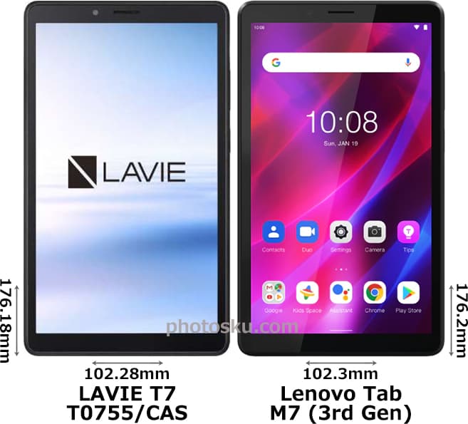 「LAVIE T7」と「Lenovo Tab M7 (3rd Gen)」 1