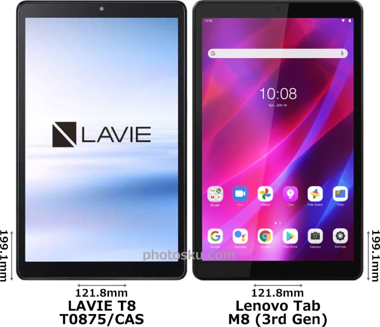 「LAVIE T8」と「Lenovo Tab M8 (3rd Gen)」 1