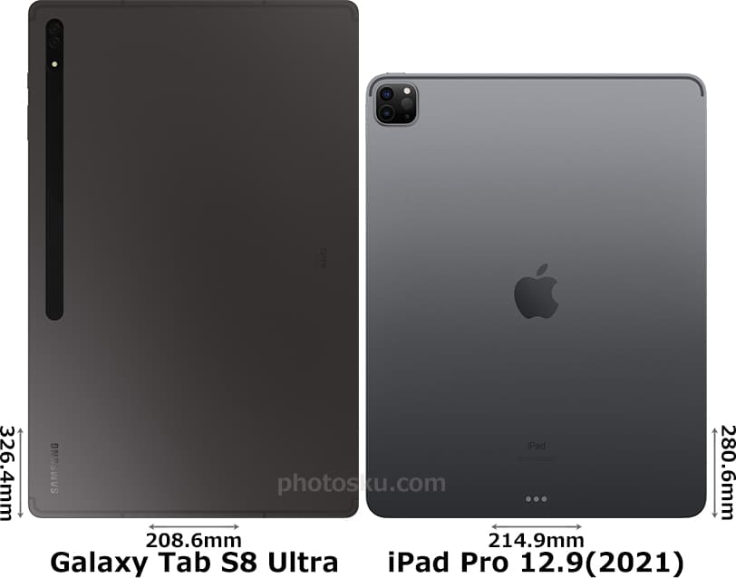 「Galaxy Tab S8 Ultra」と「iPad Pro 12.9インチ (2021)」 2