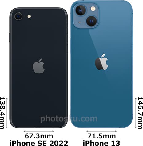 「iPhone SE (第3世代)」と「iPhone 13」 2
