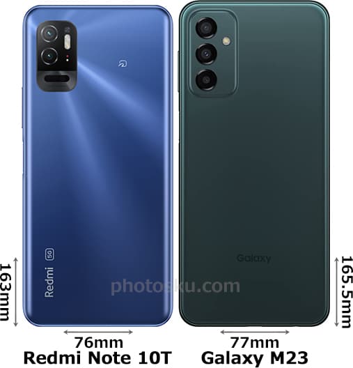 「Redmi Note 10T」と「Galaxy M23」 2