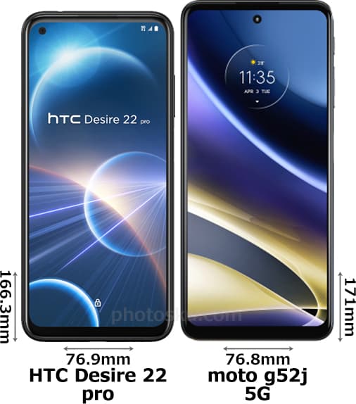 「HTC Desire 22 Pro」と「moto g52j 5G」 1
