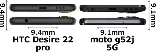 「HTC Desire 22 Pro」と「moto g52j 5G」 4