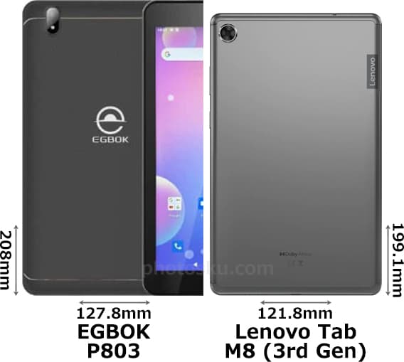 「EGBOK P803」と「Lenovo Tab M8 (3rd Gen)」 2