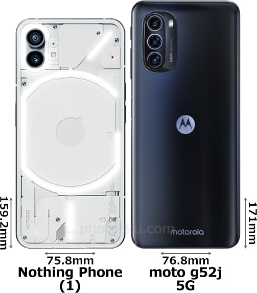 「Nothing Phone (1)」と「moto g52j 5G」 2