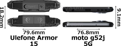 「Ulefone Armor 15」と「moto g52j 5G」 4