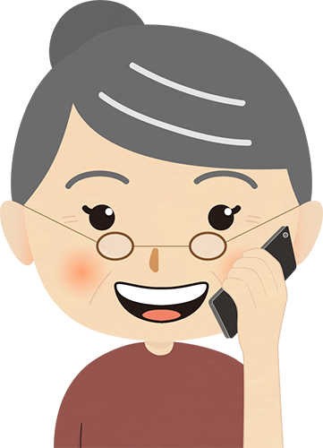 笑顔で携帯電話 スマートフォン で話すおばあさんのイラスト フォトスク 無料のフリー高画質写真素材画像