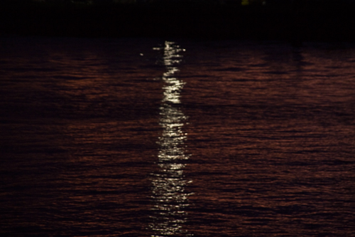 夜の海に反射した光 1の高画質画像