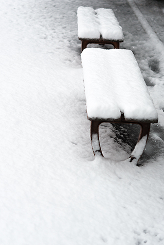 雪のベンチの高画質画像