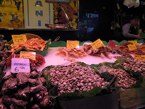 バルセロナの魚介類市場の高画質画像