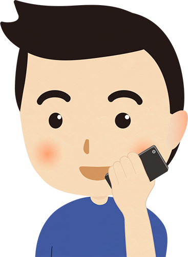 携帯電話(スマートフォン)で話す男性のイラストの高画質画像