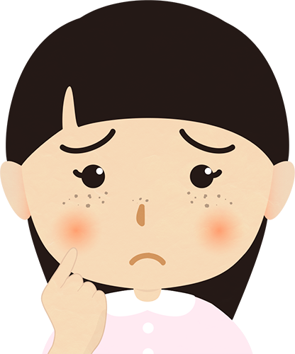 ソバカスが気になる女性のイラストの高画質画像