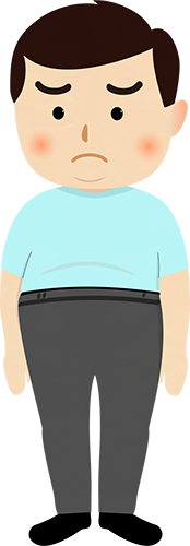 肥満のハイウエストパンツの男性のイラストの高画質画像
